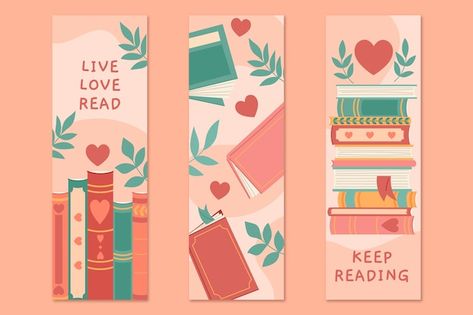 Hand drawn flat design bookmark design | Free Vector #Freepik #freevector #illustration-set #hand-drawn-illustration #set #pattern-collection Book Mark Illustration, Cool Bookmark Designs, Bookmark Graphic Design, Bookmark Design Graphics, Bookmark Design Art, Bookmarks Illustration, Stack Of Books Illustration, Bookmark Vector, Book Mark Design