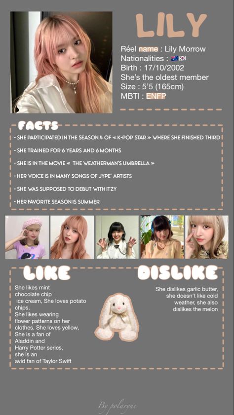 Kpop Nicknames Ideas, Lily Morrow, Lily Nmixx, Nmixx Lily, K Pop Star, She Likes, Kpop Girls, Girl Group, Love Her