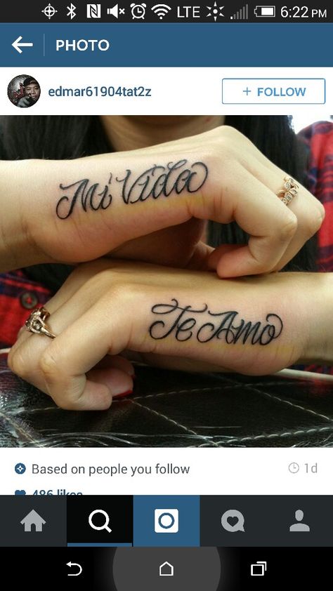 Insta tattoo, mi vida , te amo Mi Vida Tattoo, Te Amo Tattoo Ideas, Partner Tattoo, Insta Tattoo, Amor Tattoo, Inspiring Tattoos, Partner Tattoos, Tattoo Idea, Inspirational Tattoos