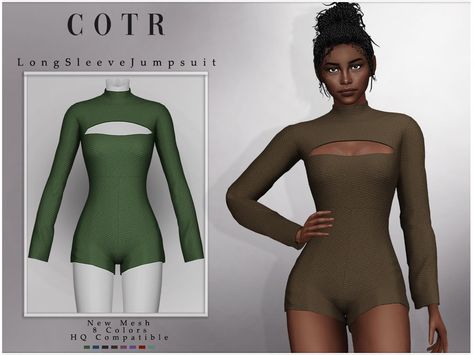 The Sims Resource - Long Sleeve Jumpsuit O-33 Sims 4 Cc Black Jumpsuit, Sims 4 Jumpsuit Cc, Sims 4 Cc Bodysuit, Sims 4 Cc Jumpsuit, Sims 4 Jumpsuit, Toddler Hair Sims 4, Ts4 Clothes, Juicy Tracksuit, Sims 4 Traits