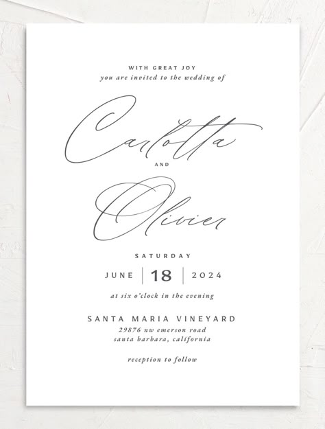 Elegant Invitation Design, Wedding Invitation Fonts, Minimal Wedding Invitation, Grey Wedding Invitations, Elegant Modern Wedding, Classic Wedding Invitations, Simple Invitation, Wedding Fonts, Rehearsal Dinner Invitations