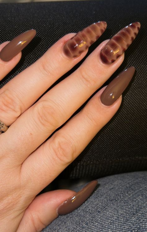 Brown Snake Nails, Dark Academia Nails, Brown Fall Nails, Snake Skin Nails, Bridal Jewelry Indian, Boho Bridal Jewelry, Indian Henna, Brown Nails Design, Dope Nail Designs