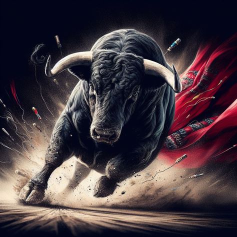 Bull attacking art Taurus Bull Art, Bull Art Drawing, Taurus Bull Tattoos, Bull Artwork, Bull Pictures, Angry Bull, Most Dangerous Animals, Bull Images, Wild Bull