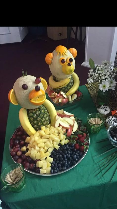 17+ Cute Monkey Themed Baby Shower Ideas 2023 Baby Shower Monkey Theme, Baby Shower Fruit, Jungle Monkey, Monkey Baby Shower, Jungle Theme Parties, Jungle Theme Birthday, Decorações Com Comidas, Monkey Birthday, Fruit Displays