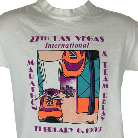 Marathon Shirts, Penguin T Shirt, Running Shirts, Embroidered Tshirt, Vintage Sports, Tee Design, Vintage Tees, Vintage 90s, Las Vegas