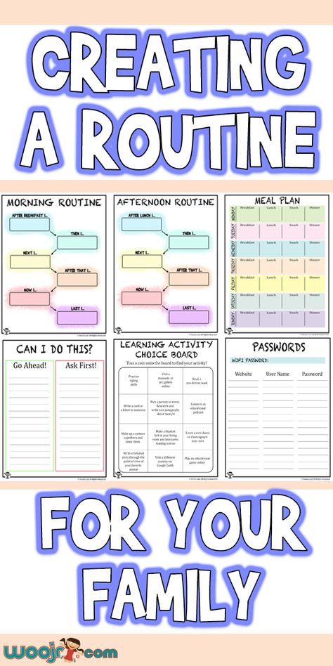 Creating A Routine for Your Family | Woo! Jr. Kids Activities Schedule For Teens At Home, Time Management For Kids, After School Schedule For Kids, Planner For Kids, Schedule For Kids At Home, Kids Homework Station, Homework Station, Week Schedule, Kids Homework