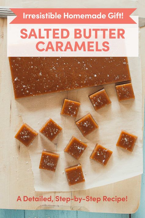 Salted Butter Caramel, Vanilla Cream Caramels, Homemade Carmels, Bake Sell, Fudge Ideas, Homemade Caramel Candy, Salted Caramel Candy, French Candy, Caramel Butter