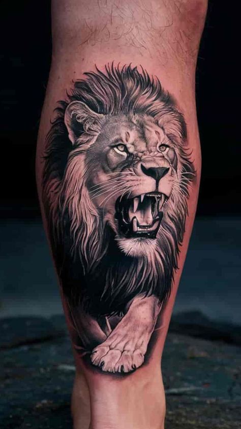 lion tattoo Fierce Lioness Tattoo For Women, Greek Lion Tattoo, Fierce Lion Tattoo, Lion And Rose Tattoo, Tattoo Ideas And Meanings, Roaring Lion Tattoo, Lion Chest Tattoo, Lion Tattoo Ideas, Lion Forearm Tattoos