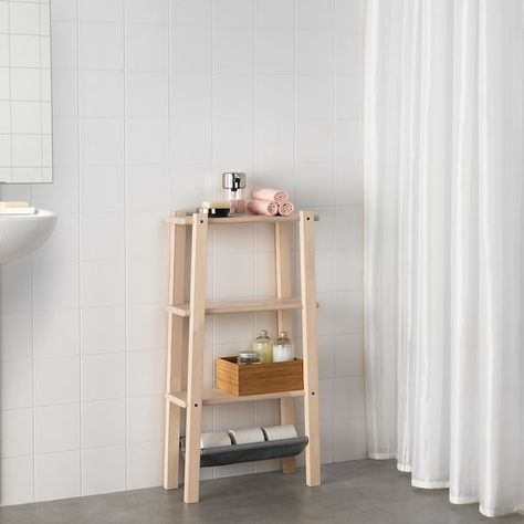 VILTO Shelf unit, birch, 18 1/2x35 3/8" - IKEA Vilto Ikea, Ikea Vilto, Bathroom Shelving Unit, Corner Shelf Unit, Bathroom Niche, Ikea Inspiration, Narrow Shelves, Narrow Bathroom, Ikea Bathroom