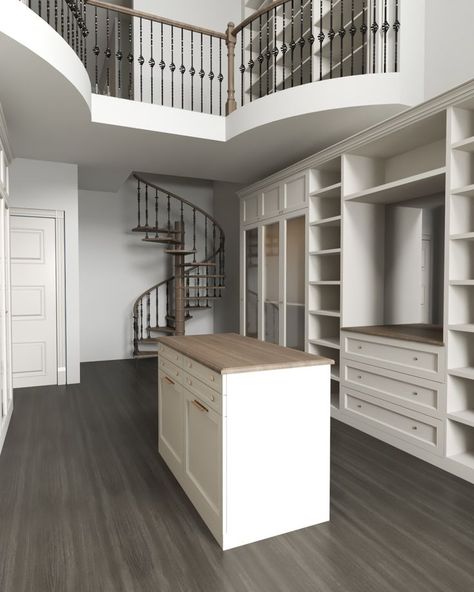 2 Floor Walk In Closet, Walk In Closet Two Floors, 3 Story Closet, Two Story Walk In Closet, Walk In Closet With Stairs, 2 Floor Closet, 2 Story Closet Ideas, Two Story Master Closet, Massive Walk In Closet