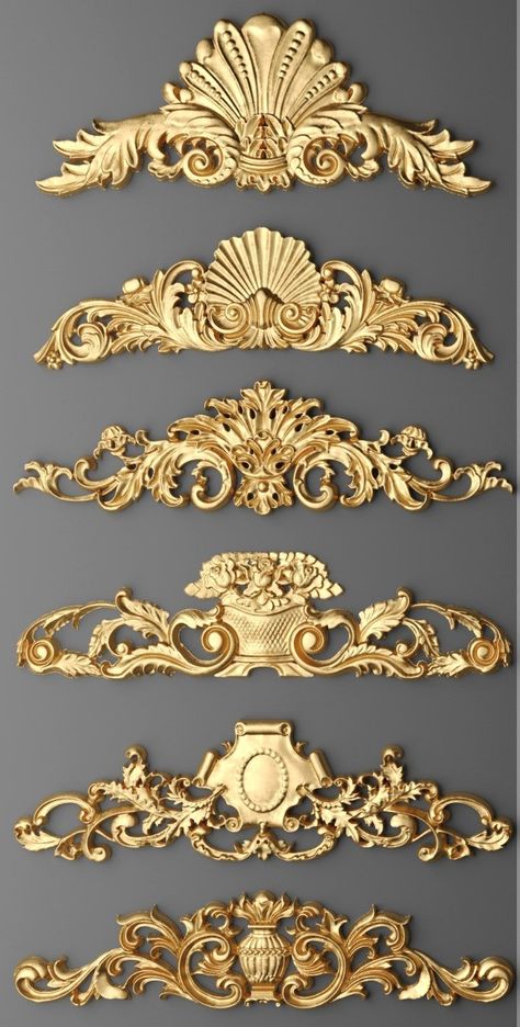 Wood Carving Furniture, Baroque Decor, Motif Art Deco, Furniture Appliques, 3d Interior Design, 3d Cnc, Wood Carving Designs, Carving Designs, Decorative Elements