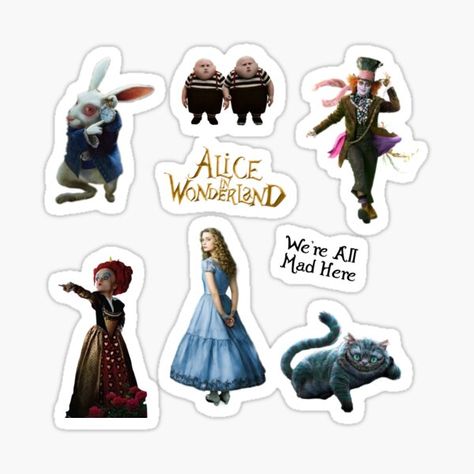 Alice In Wonderland Stickers Printable, Alice In Wonderland Stickers, Alice In Wonderland Design, Wonderland Stickers, Wonderland Design, Were All Mad Here, Printable Stickers, Alice In Wonderland, Vinyl Decal Stickers