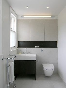 Find Powder Room Ideas, Designs, and Pictures Online for Small Bathroom Renovations Powder Room Storage, Shaker Bathroom, Extension Roof, Grey Bathroom Floor, Ledge Wall, Alcove Shelves, Contemporary Powder Room, Small Shower Room, Downstairs Cloakroom