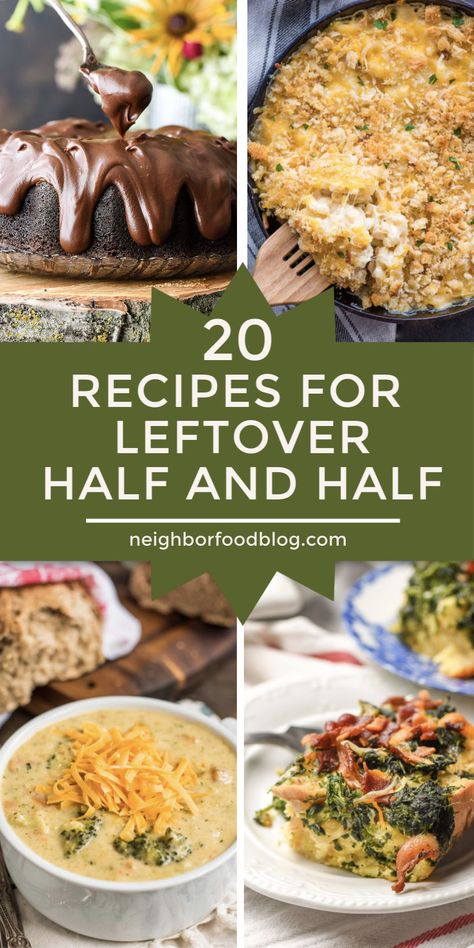 Uses For Half And Half Recipes, Ways To Use Half And Half, Recipes Using Half And Half Cream, Recipes Using Half And Half, Easy French Toast Bake, Homemade Sausage Gravy, Leftover Ideas, Quick Vegetarian Dinner, Cajun Chicken Pasta Recipes