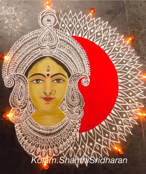 Realistic Rangoli For Diwali, Realistic Rangoli, Galicha Rangoli Designs, Laxmi Pooja Rangoli, Dhanteras Rangoli Design, Face Rangoli, Durga Rangoli, God Rangoli, Ready Rangoli