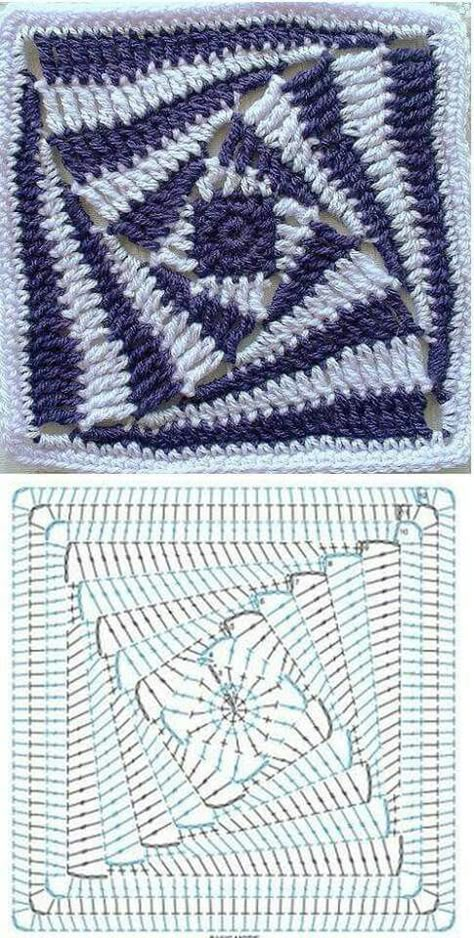 Granny Square Crochet Patterns Free, Mode Crochet, Crochet Design Pattern, Crochet Square Patterns, Crochet Granny Squares, Granny Squares Pattern, Granny Square Crochet Pattern, Crochet Granny Square, Crochet Diagram