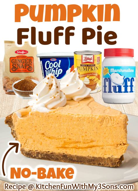 No Bake Pumpkin Fluff Pie, Whipped Pumpkin Pie Recipe, Pumpkin Fluff Pie Recipe, Pumpkin Fluff Pie, Pumpkin Pie Fluff, Whipped Pumpkin Pie, Pumpkin Fluff Dip, Frozen Pumpkin Pie, Pumpkin Marshmallow