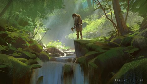 Keyframe Illustration, Jeremy Fenske, Creek Forest, Concept Artist, Concept Art Drawing, Matte Painting, Fantasy Art Landscapes, Animation Background, Environment Design