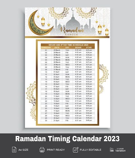 Ramzan Time Table Card Design, Ramadan Calendar 2024, Ramadan Calendar Design, Event Organizer Planners, Ramadan Schedule, Daily Organizer Planner, Ramadan Time Table, Goodnotes Monthly Planner, Iftar Time