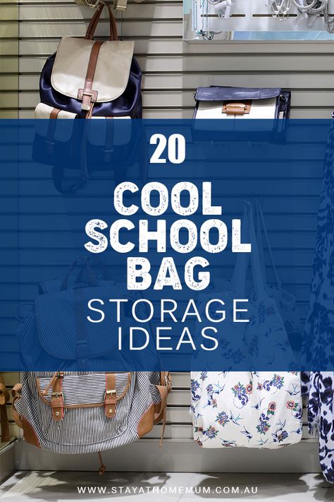 If you're no super mum who has a brilliant memory, then you can be one with these cool school bag storage ideas so you'll never have to forget anything again! School Bag Storage Ideas, School Backpack Organization, Bag Storage Ideas, School Bag Organization, School Bag Storage, School Supply Storage, Cool School Bags, Super Mum, Stay At Home Mum