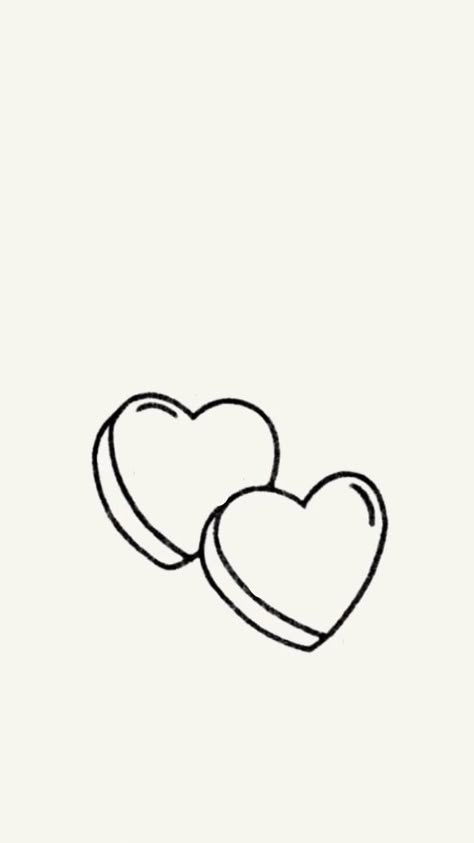 Heart Tattoo Simple Outline, Interlocked Hearts Tattoo, Valentine Doodle Art, Heart Outline Tattoo Design, Valentines Candy Tattoo, Bff Heart Tattoo, Candy Heart Doodle, Conversation Heart Tattoo Outline, Cute Simple Heart Tattoos