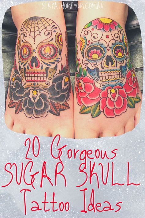 20 Gorgeous Sugar Skull Tattoo Ideas - Stay at Home Mum Feminine Skull Tattoos For Women, Sugar Skull Tattoos For Women, Sugar Skull Tattoo Design, Girly Skull Tattoos, Skull Tattoo Ideas, Crown Tattoos For Women, Girly Skull, Sugar Skull Tattoo, Bow Tattoo Designs