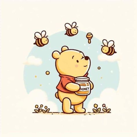 Baby Disney Characters Drawings, Cute Winnie The Pooh Drawings, Cute Bee Wallpaper, Winnie Pooh Bebe, Winnie The Pooh Bees, Baby Pooh Bear, Winnie Phoo, Winnie The Pooh Background, Pooh Bebe