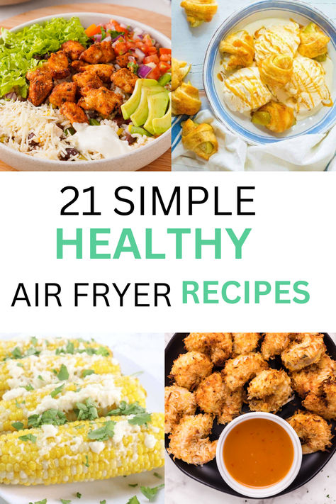 Explore our easy, healthy air fryer recipes perfect for low-calorie meals aimed at weight loss. Dive into quick and nutritious air fryer dinners, featuring gluten-free and keto options. Our collection includes a variety of air fryer meals, from snacks and breakfasts to lunches and desserts. Whether you're looking for vegan air fryer recipes or high-protein meals, we have something for you. Enjoy delicious healthy options like air fryer chicken and seafood recipes as well. Air Fryer Lunches Healthy, Air Fryer Recipes Easy Snacks Healthy, Healthy High Protein Air Fryer Meals, Healthy Lunch Air Fryer, Air Fryer Deserts Easy Healthy, Healthy Air Fryer Snack Recipes, Low Calorie Air Fryer Meals, High Protein Air Fryer Meals, Clean Eating Air Fryer Recipes