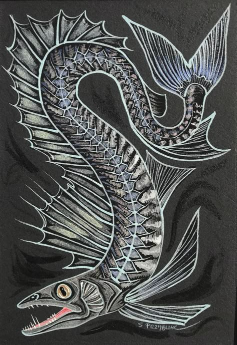 Lancet Fish, Deep Sea Creatures Art, Deepwater Fish, Scary Mermaid, Scary Fish, Sea Monsters Drawing, Sea Creatures Drawing, Sea Creatures Art, Mermaid Cosplay