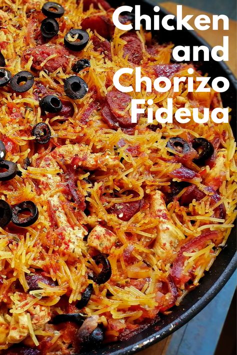 This recipe is an adaptation of our super popular Chicken and chorizo stew recipe, and uses pretty much the same ingredients. Of course, we’ve added some authentic fideo pasta, but you can just easily make it with spaghetti. No matter what type of pasta you choose, this simple and delicious chicken and chorizo pasta recipe can be made in around 45 minutes, making ideal for a midweek meal or when you’re in a rush. Filling, delicious, and super easy to make, this recipe serves 4-6 people. Spanish Chorizo Recipes Dinner, Creamy Chicken And Chorizo Orzo, Recipes With Chorizo Sausage, Creamy Chicken Chorizo Pasta, Chicken And Chorizo Paella Recipe, Chicken And Chorizo Pasta, Spanish Chicken And Chorizo, Chorizo Pasta Recipes, Fideo Recipe