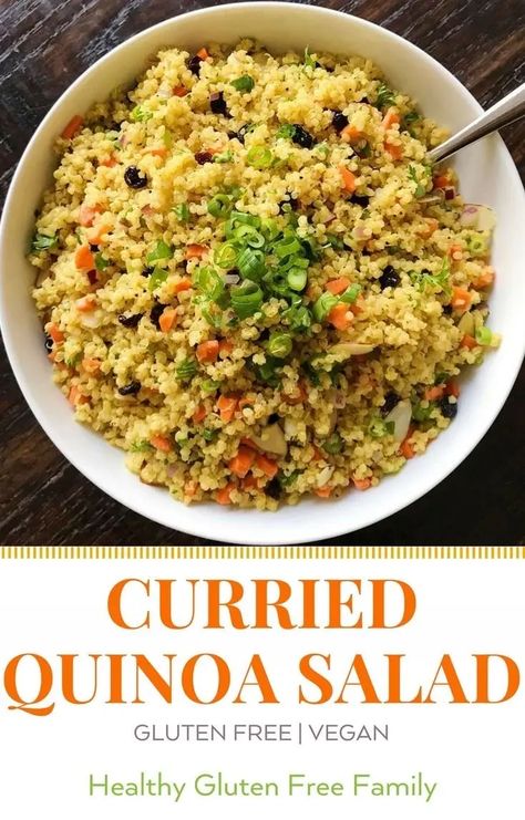 Curried Quinoa Salad – healthyGFfamily.com Salad Fall, Curried Quinoa, Curry Quinoa, Curried Couscous, Cottage Meals, Quinoa Recipes Healthy, Salads For A Crowd, Gluten Free Main Dishes, Free Lunch