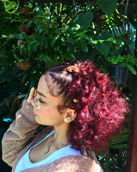 Cherry Red Hair Ideas for a Fiery Look Cherry Braids, Cherry Red Hair Curly, Red Curly Hair Black Women, Red Curly Hairstyles, Burgundy Curly Hair, Red Hair Ideas, Red Hair Color Ideas, Cherry Red Hair, Dyed Curly Hair