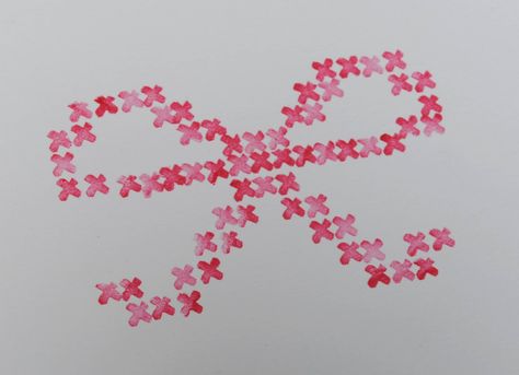 Pink Bow. Cross Stitch Sampler Patterns, Stamp Card, Bow Tattoo, Crochet Bows, Diy Cross, Letter Stamps, Cute Cross Stitch, Bow Pattern, Cross Stitch Cards