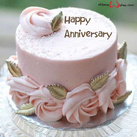 Simple Anniversary Cake with Name - eNameWishes Simple Anniversary Cake, Simple Anniversary Cakes, Happy Marriage Anniversary Cake, Name On Cake, Marriage Anniversary Cake, Write Name On Cake, Anniversary Cake With Name, Birthday Cake Write Name, Anniversary Cake Designs