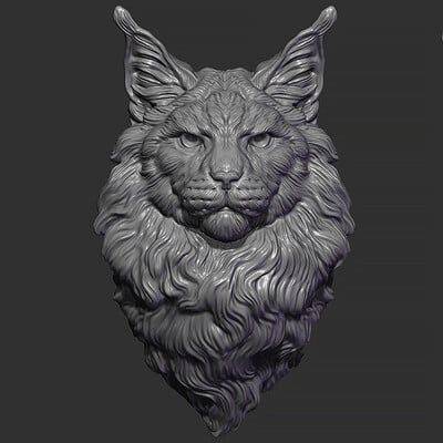 Cat Head Sculpture, Lion Anatomy, Ibex Goat, Head Anatomy, Goat Head, Digital Sculpting, Cat Sculpture, Plaster Art, Lion Art