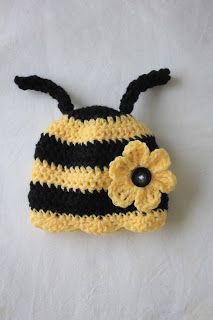 Bumblebee Crochet, Kids Hats Patterns, Crochet Baby Cap, Bee Hat, Crochet Baby Hat Patterns, Crochet Kids Hats, Baby Hat Patterns, Crochet Bee, Cap Patterns