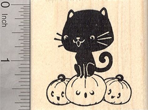 Halloween Black Cat Rubber Stamp Sitting on JackOLantern -- More info could be found at the image url. Custom Rubber Stamps, Halloween Black Cat, Halloween Black, Ink Stamps, Black Cat Halloween, Stamp Making, Custom Stamps, Ink Pads, Jack O