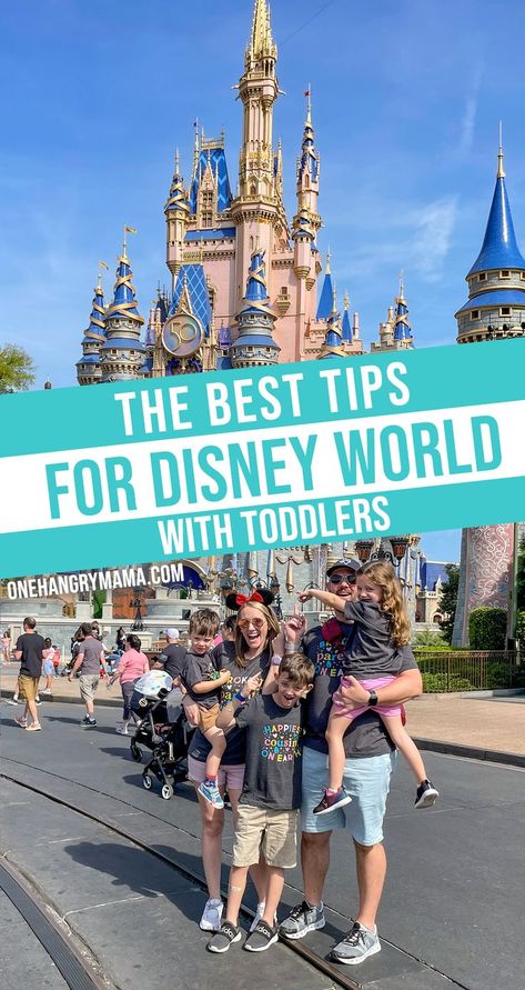 Family with toddlers in Magic Kingdom with text "the best tips for disney world with toddlers" overlaid Packing For Disney World, Packing For Disney, Tips For Disney World, Disney World With Toddlers, Disney Toddler, Mama Blog, Disney World Tips, Busy Toddler, Disney World Tips And Tricks