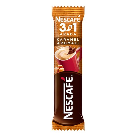 Nescafe 3-in-1 Caramel Flavored Coffee Nescafe Coffee, Coffee Sachets, Acacia Gum, Tartaric Acid, Pouch Packaging, Packaging Machine, Caramel Flavoring, Milk Protein, Coffee Experience