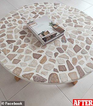 Diy Mosaics, Kmart Hack, Mosaic Tile Table, Kmart Hacks, Mosaic Furniture, Mosaic Coffee Table, Mosaic Art Diy, Coffee Table Makeover, Old Table