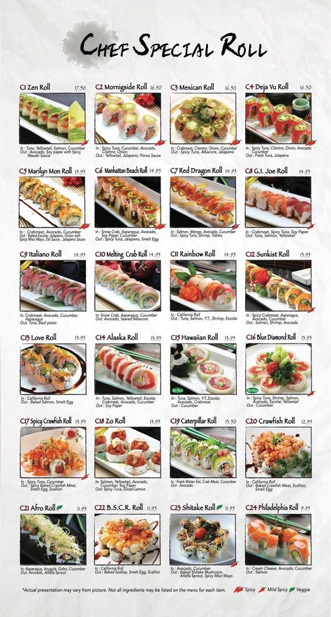 Sushi Roll Menu, Resep Sushi, Sushi Recipes Homemade, Dessert Chef, Sushi Roll Recipes, Sushi Menu, Types Of Sushi, Diy Sushi, Sushi At Home