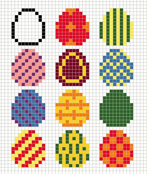 Perler Bead Easter Patterns, Easter Pearl Beads, Easter Egg Perler Bead Patterns, Easter Hama Beads, Cross Stitch Easter Eggs, Eggs Design, Egg Cross Stitch, Alphabet Cross Stitch, 123 Cross Stitch