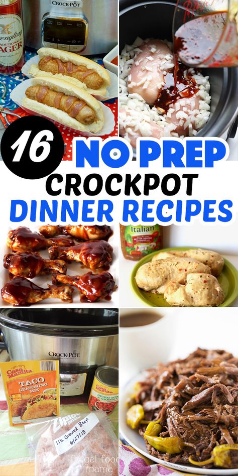 Easy No Prep Crockpot Meals, No Chicken Crockpot Meals, Hotel Crock Pot Meals, Crockpot Dump Recipes Chicken, Crockpot Meals For Hotel Rooms, Crockpot Hotel Cooking, No Prep Crockpot Recipes, Chicken Crockpot Dump Recipes, Motel Meals