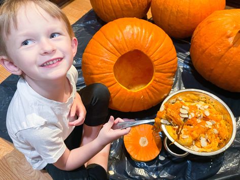 How to Clean Out a Pumpkin Fast Inside Of A Pumpkin, Pumpkin Pulp, Pumpkin Guts, Halloween Pumpkin Carving, Baby Inside, How Do You Clean, Halloween Pumpkins Carvings, Roast Pumpkin, Krazy Coupon Lady