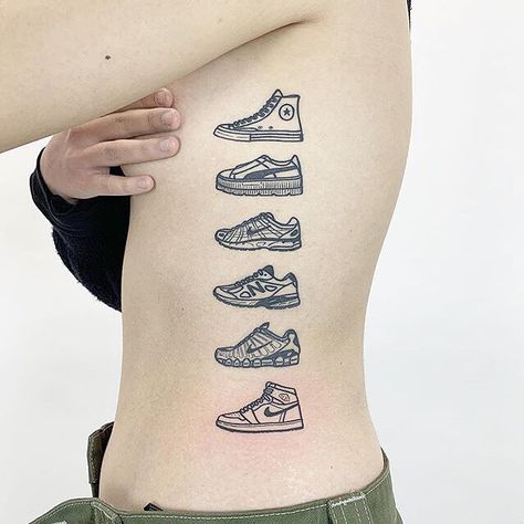 Running Shoe Tattoo, Shoe Tattoo Ideas, Sneaker Tattoo, 07 Tattoo, To Do Tattoo, Shoes Tattoo, Nike Tattoo, Shoe Tattoo, Tattoos For Women Meaningful