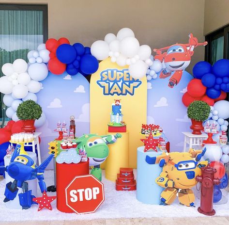 Super Wings Birthday Party, Wings Party, Deco Ballon, Super Wings, Party Themes For Boys, Childrens Wall Art, Lego Party, Birthday Party Banner, 7th Birthday