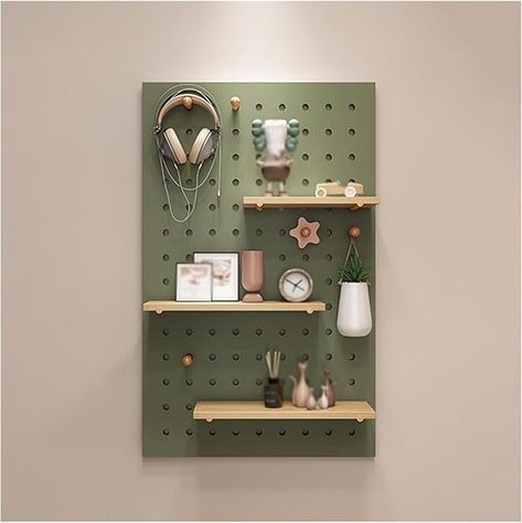 Amazon.com: PFCDZDU Pegboard Wall Organizer Panels, Wall Mount Display Peg Boards Kit, Bedroom Study Office Bathroom Wall Display Storage Modular Combination Shelf (Color : Green, Size : 40x60cm) : Industrial & Scientific Bedroom Pegboard, Desk Wall Organization, Peg Board Walls, Pegboard Wall, Peg Boards, Pegboard Organization, Dorm Design, Home Gym Decor, Wall Organizer