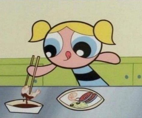 RobHNDRXX on Twitter: "How tf Bubbles holding these chopsticks… " Powerpuff Kızları, Cartoon Logic, Super Nana, Powerpuff Girls Wallpaper, Moon Icon, Powerpuff Girl, Cartoon Profile Pictures, Puff Girl, Cartoon Memes