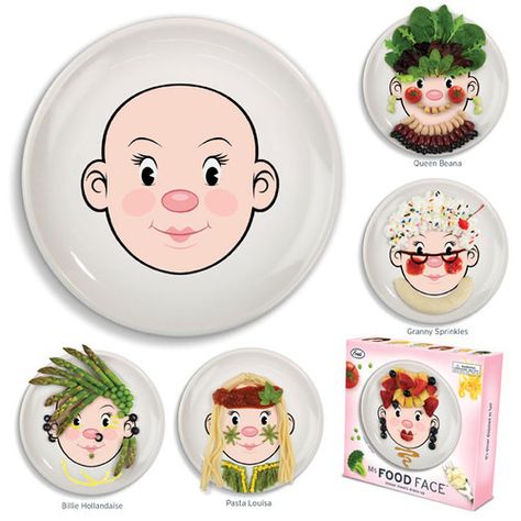 These Food Face plates make dinner time for Miss CC so much more fun! Ceramic Dishes, Face Design, Ceramic Plates, Food Design, Kids Meals, Dinner Plates, Holiday Gifts, Crafts For Kids, Good Food