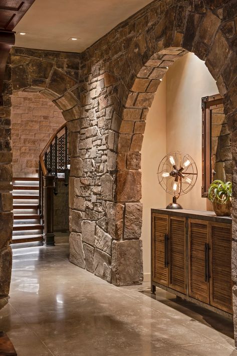 Stone Wall Interior Design, Stone Walls Interior, Stone Wall Design, Stone Arch, Stone Walls, Dream House Interior, Entry Way, Stone Houses, Stone House